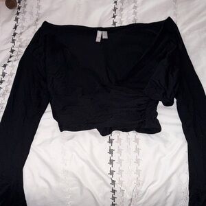 ASOS Black Long Sleeve Wrap Top